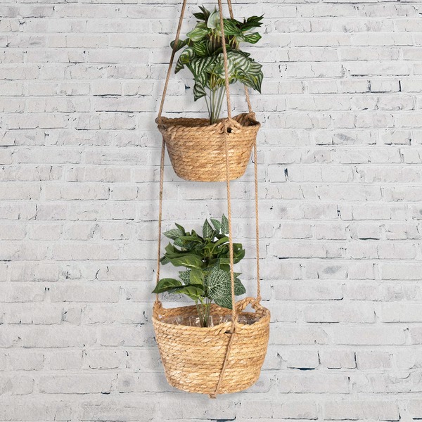 2 Tier Water Hyacinth Hanging Basket KWHFB02